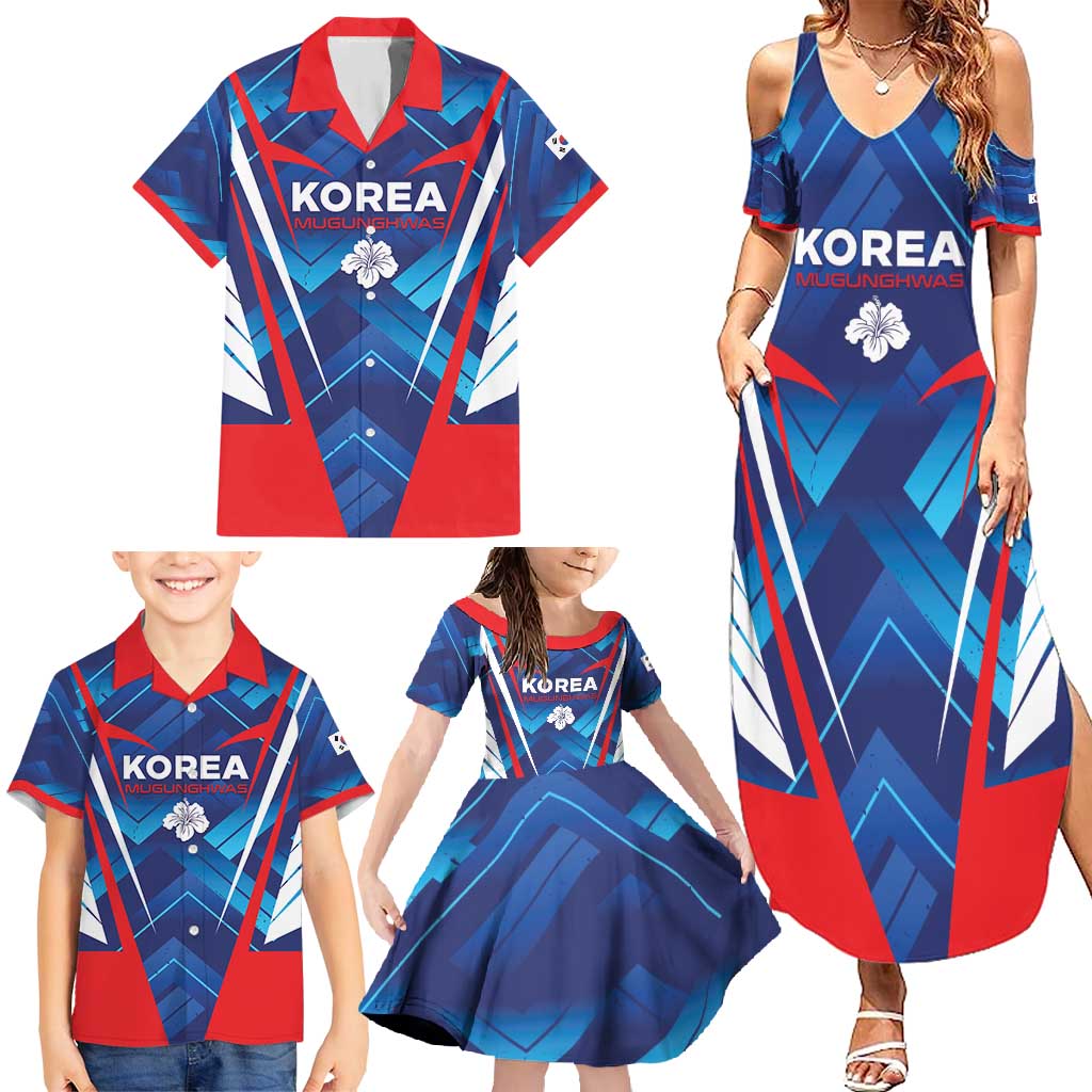Custom Korea Rugby Family Matching Summer Maxi Dress and Hawaiian Shirt Mugunghwas Go Champions