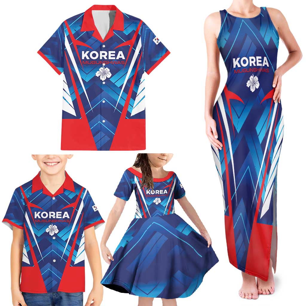 Custom Korea Rugby Family Matching Tank Maxi Dress and Hawaiian Shirt Mugunghwas Go Champions