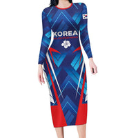 Custom Korea Rugby Long Sleeve Bodycon Dress Mugunghwas Go Champions