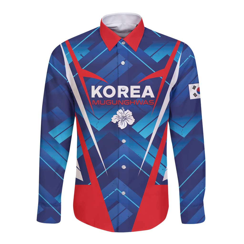 Custom Korea Rugby Long Sleeve Button Shirt Mugunghwas Go Champions