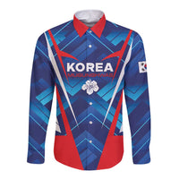 Custom Korea Rugby Long Sleeve Button Shirt Mugunghwas Go Champions
