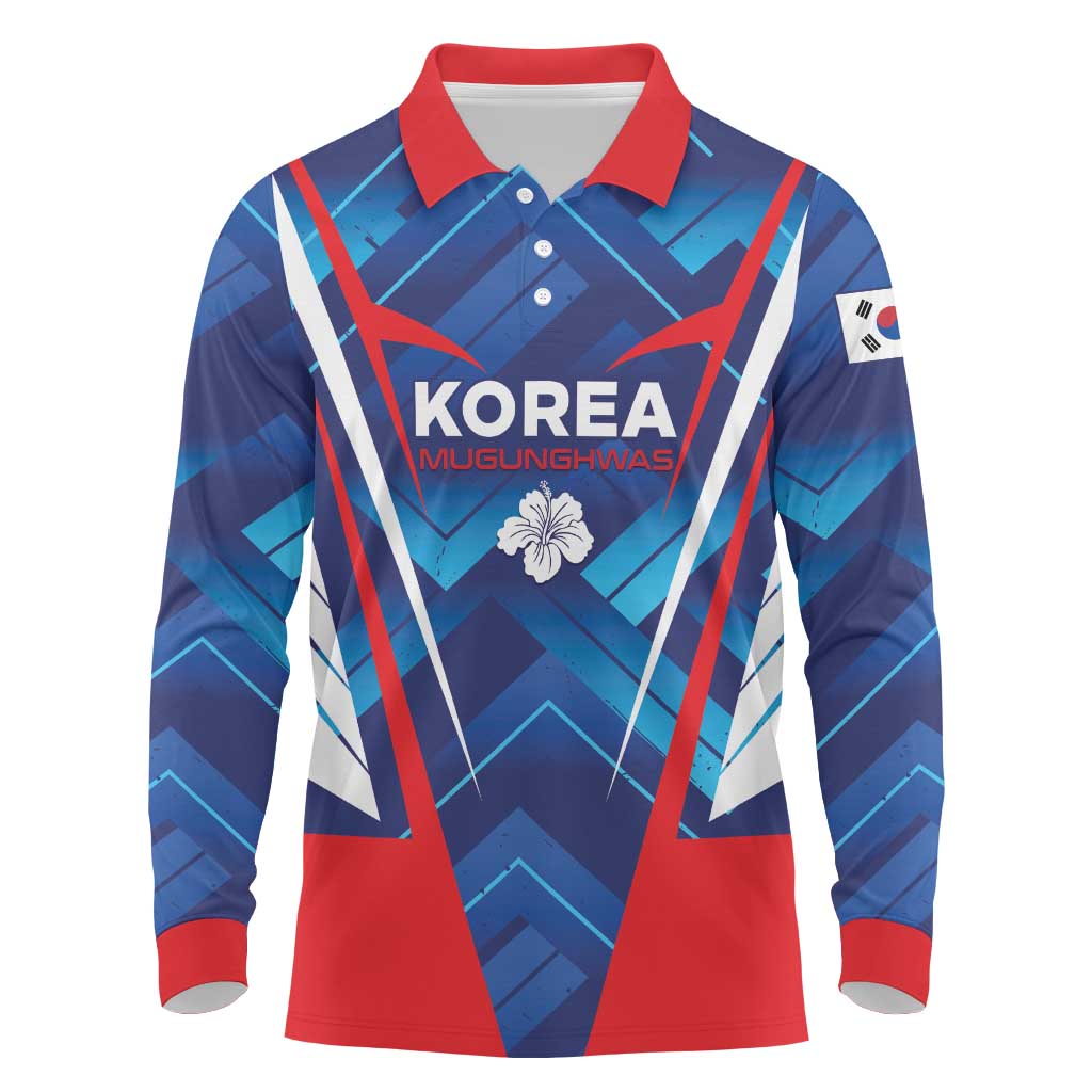 Custom Korea Rugby Long Sleeve Polo Shirt Mugunghwas Go Champions