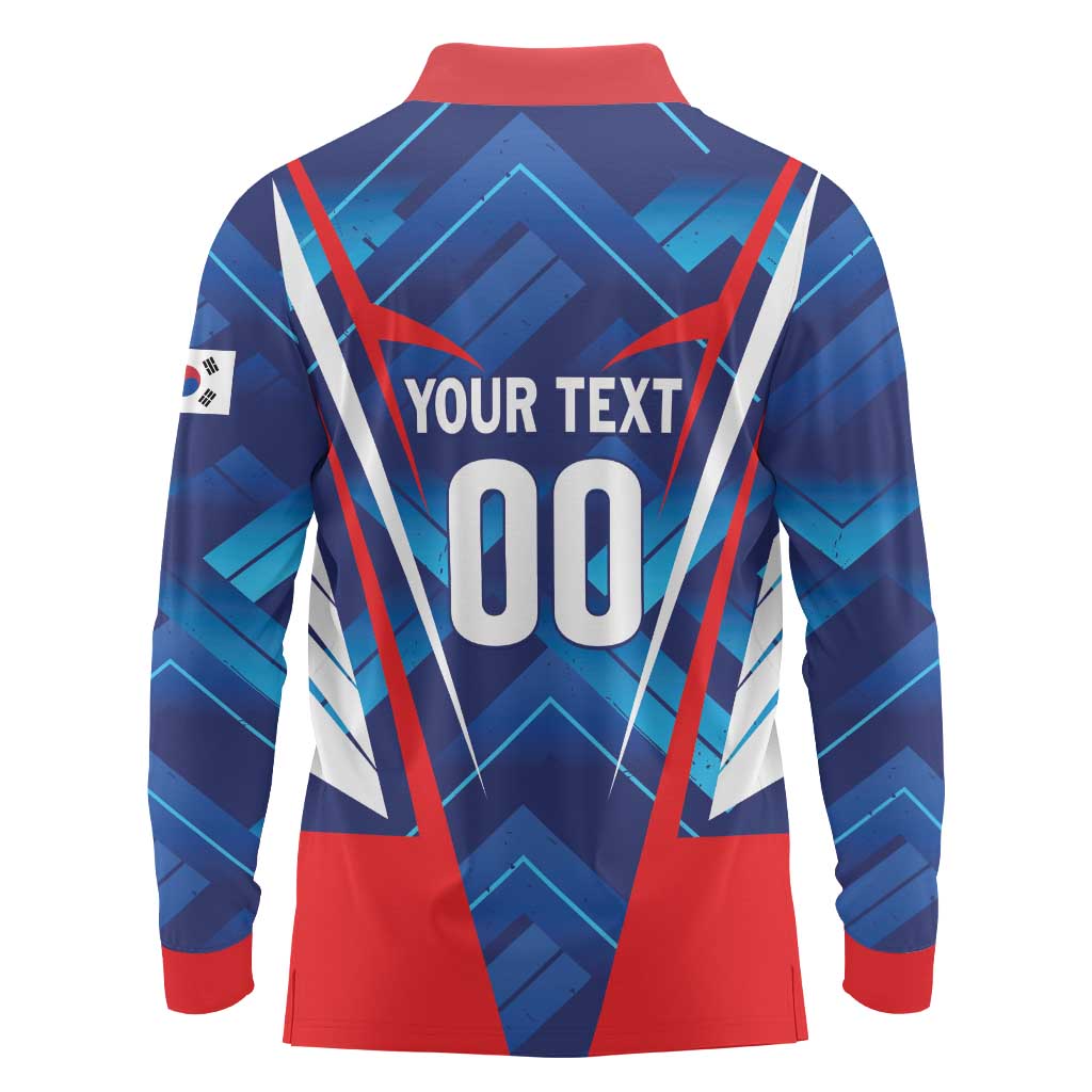 Custom Korea Rugby Long Sleeve Polo Shirt Mugunghwas Go Champions