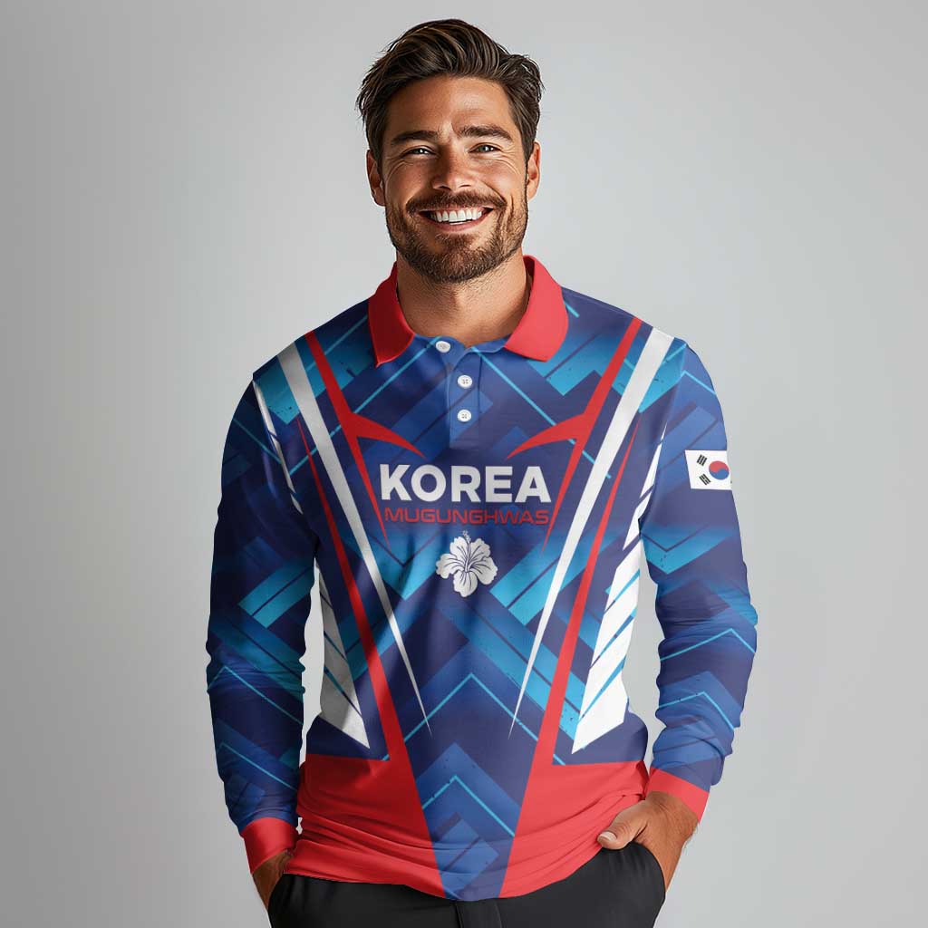 Custom Korea Rugby Long Sleeve Polo Shirt Mugunghwas Go Champions