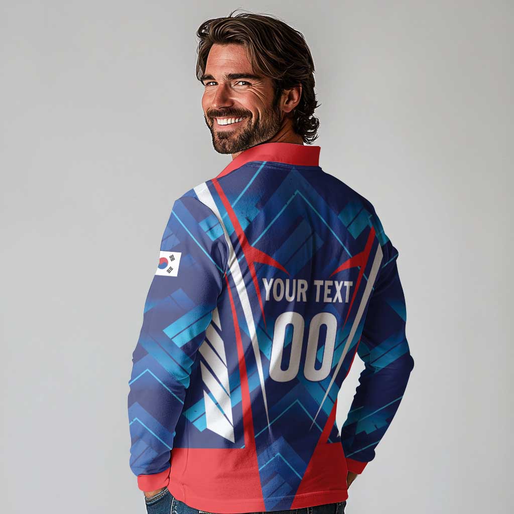 Custom Korea Rugby Long Sleeve Polo Shirt Mugunghwas Go Champions