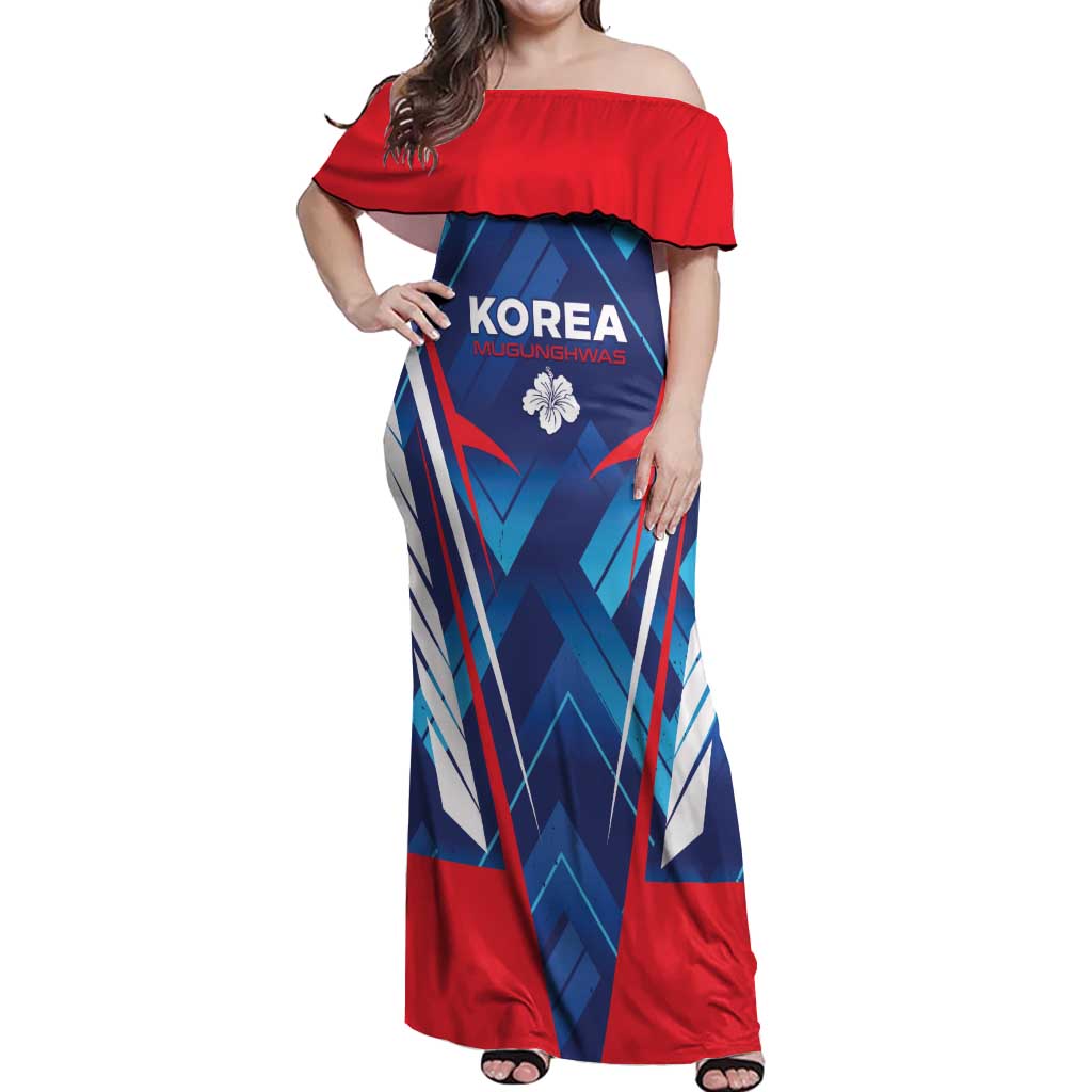 Custom Korea Rugby Off Shoulder Maxi Dress Mugunghwas Go Champions
