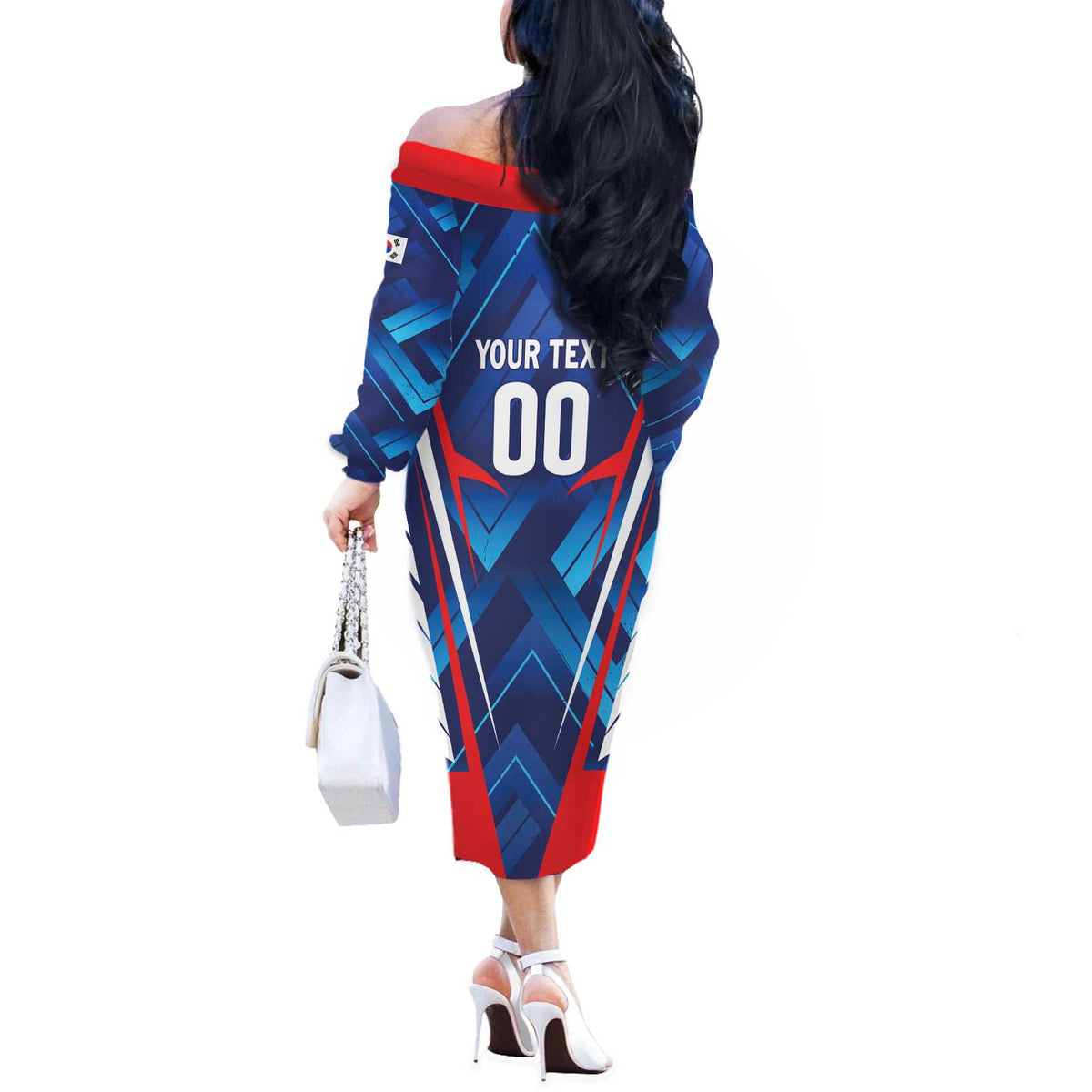 Custom Korea Rugby Off The Shoulder Long Sleeve Dress Mugunghwas Go Champions