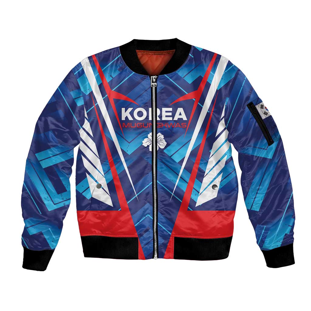 Custom Korea Rugby Sleeve Zip Bomber Jacket Mugunghwas Go Champions
