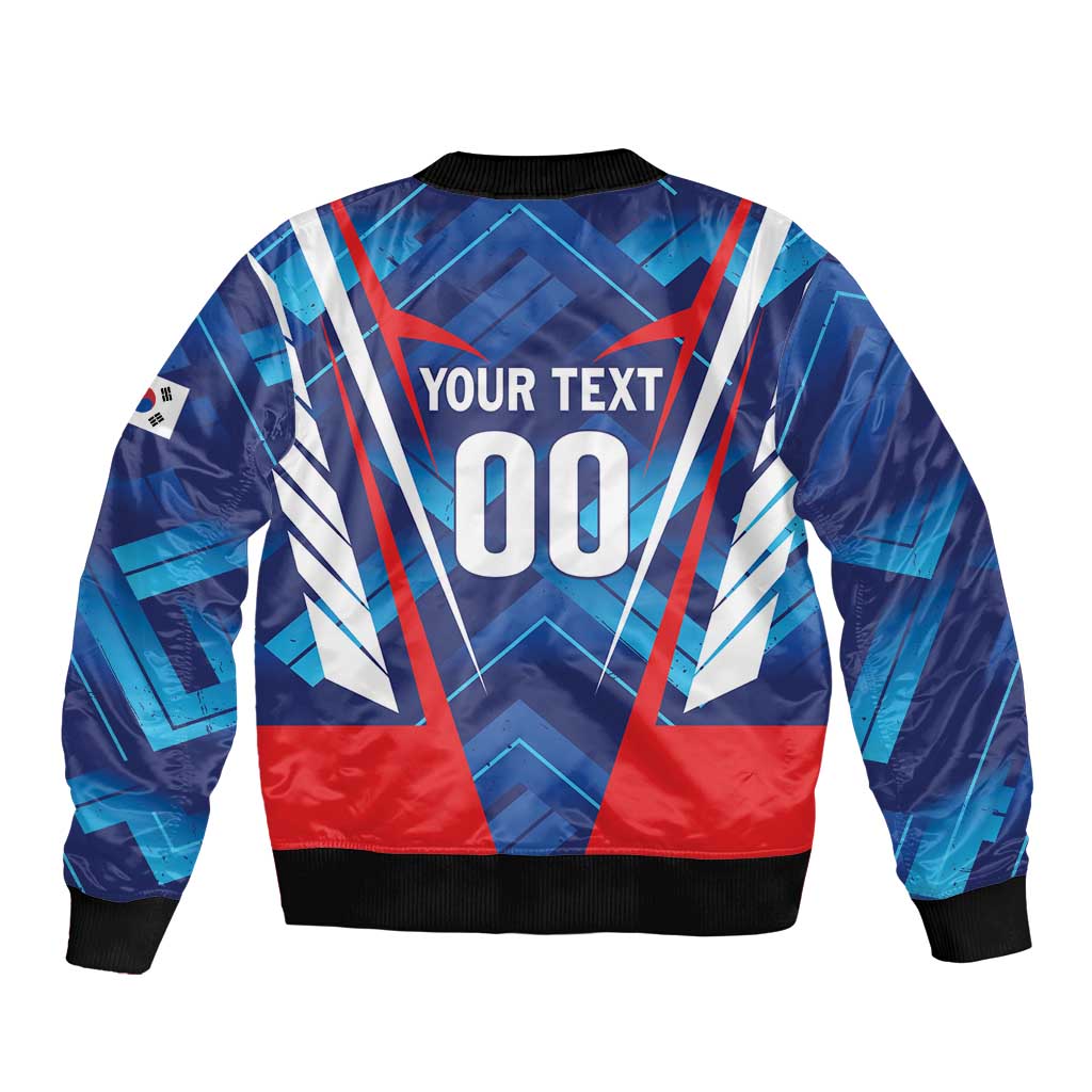 Custom Korea Rugby Sleeve Zip Bomber Jacket Mugunghwas Go Champions