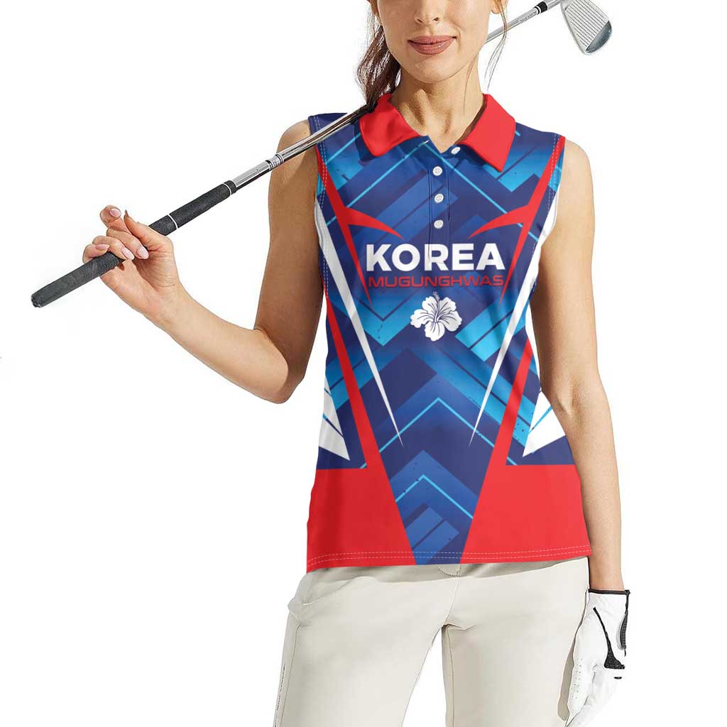 Custom Korea Rugby Women Sleeveless Polo Shirt Mugunghwas Go Champions