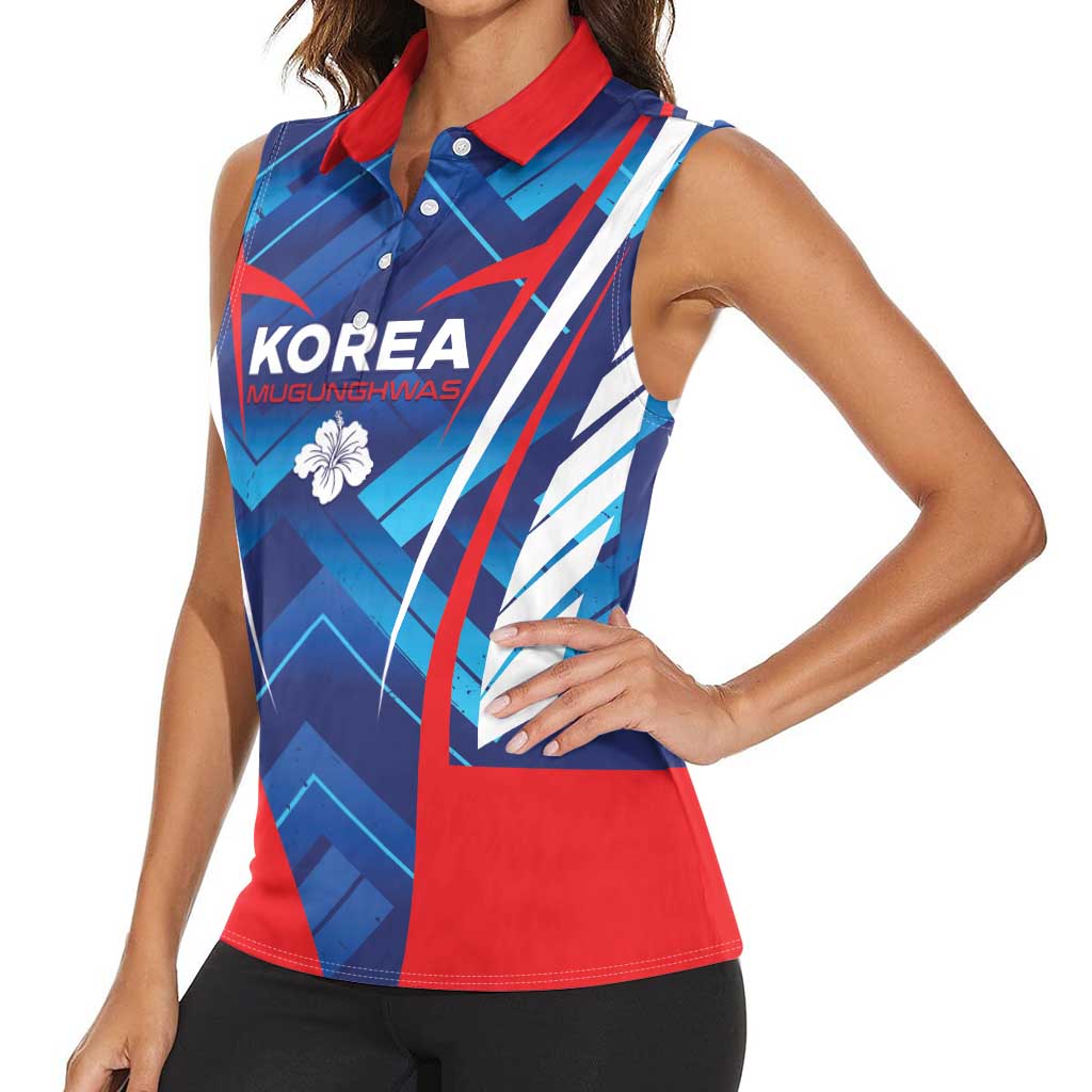 Custom Korea Rugby Women Sleeveless Polo Shirt Mugunghwas Go Champions