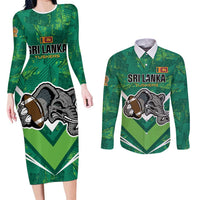 Custom Sri Lanka Rugby Couples Matching Long Sleeve Bodycon Dress and Long Sleeve Button Shirt Tuskers Go Champions