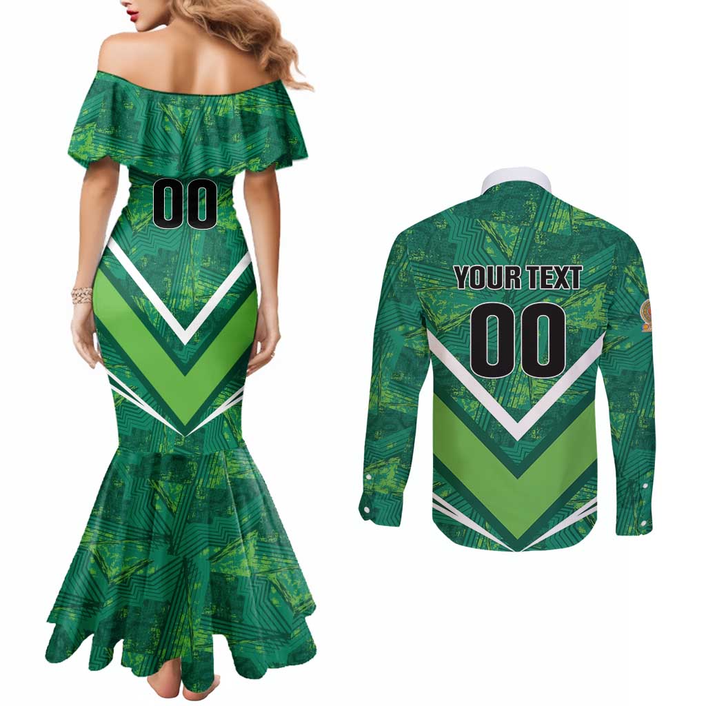 Custom Sri Lanka Rugby Couples Matching Mermaid Dress and Long Sleeve Button Shirt Tuskers Go Champions