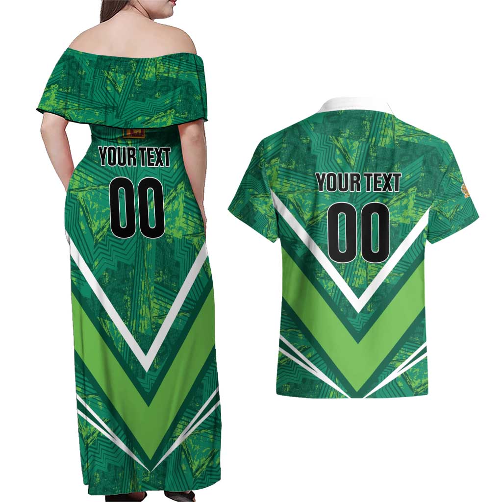 Custom Sri Lanka Rugby Couples Matching Off Shoulder Maxi Dress and Hawaiian Shirt Tuskers Go Champions