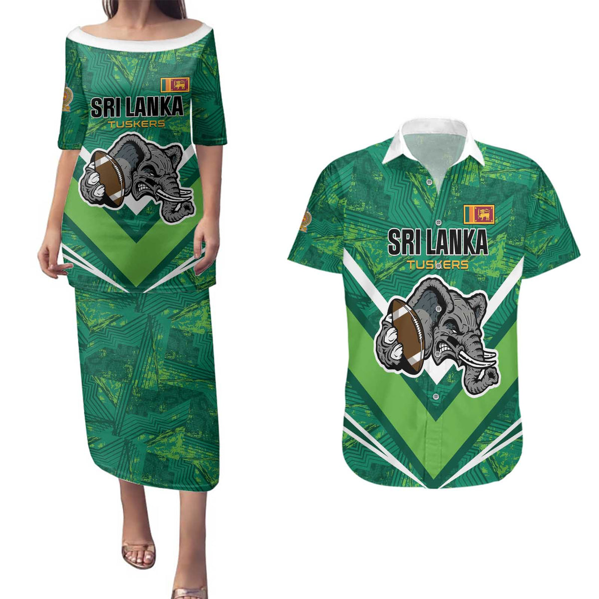 Custom Sri Lanka Rugby Couples Matching Puletasi and Hawaiian Shirt Tuskers Go Champions