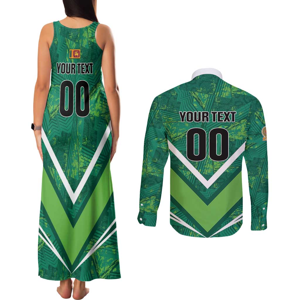 Custom Sri Lanka Rugby Couples Matching Tank Maxi Dress and Long Sleeve Button Shirt Tuskers Go Champions