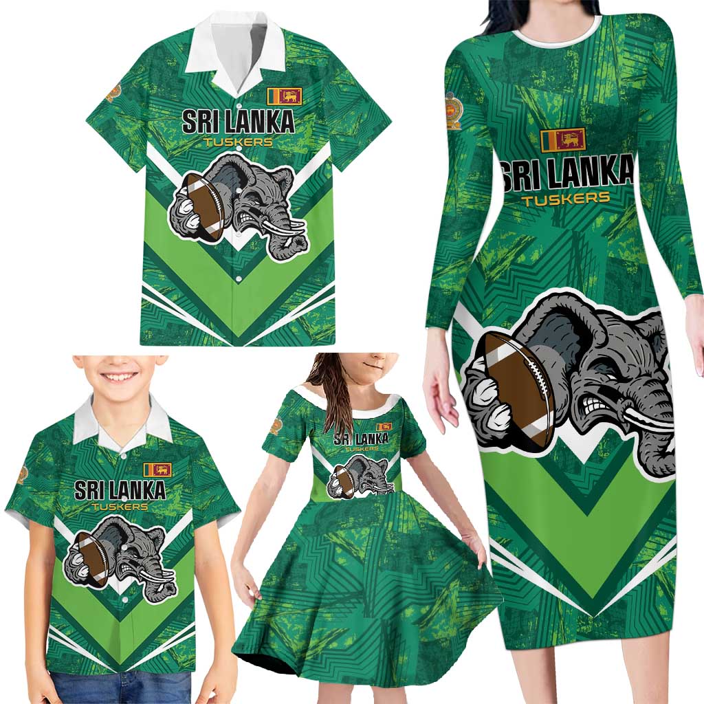 Custom Sri Lanka Rugby Family Matching Long Sleeve Bodycon Dress and Hawaiian Shirt Tuskers Go Champions