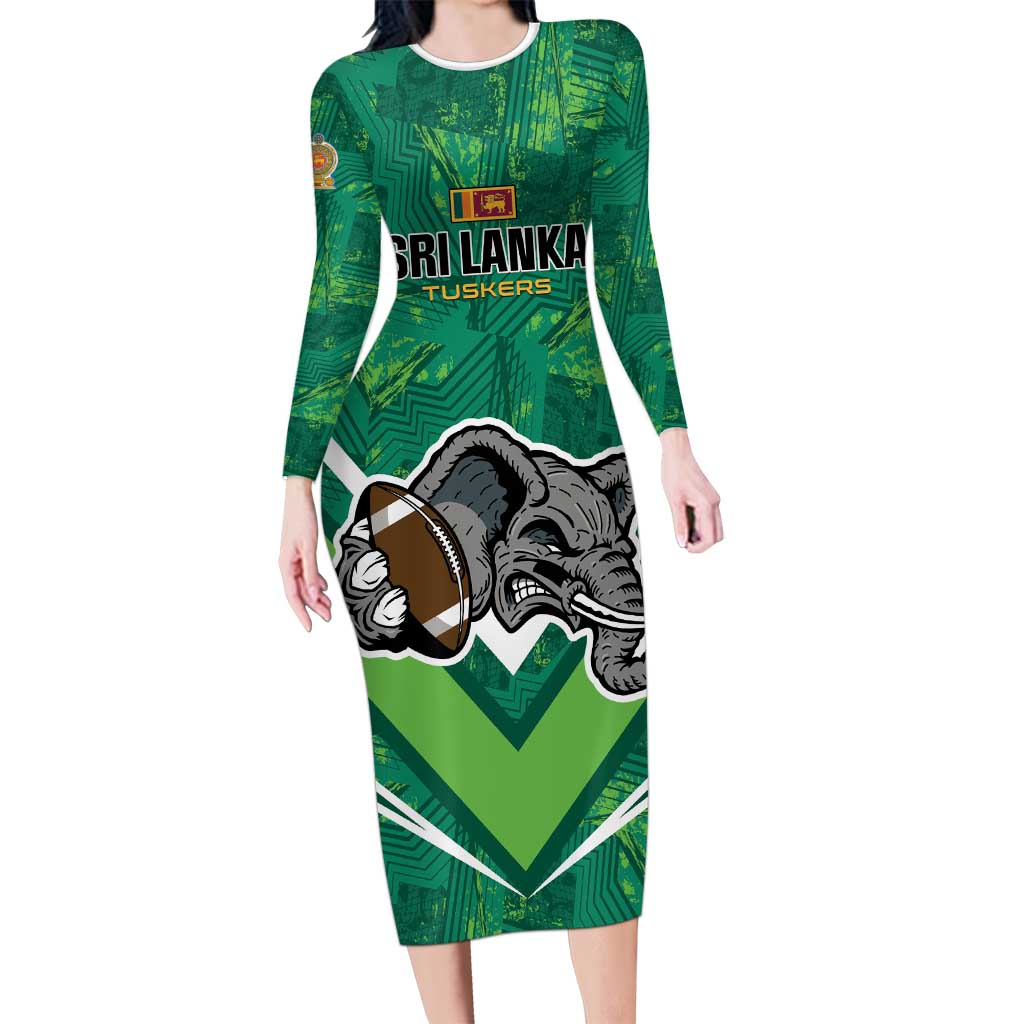 Custom Sri Lanka Rugby Family Matching Long Sleeve Bodycon Dress and Hawaiian Shirt Tuskers Go Champions