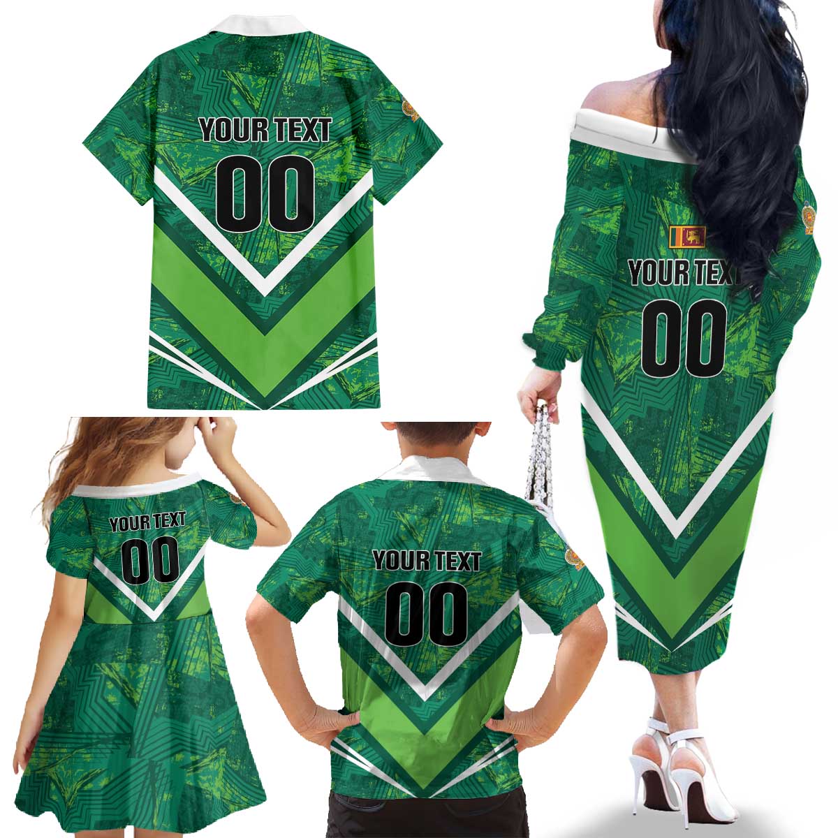 Custom Sri Lanka Rugby Family Matching Off The Shoulder Long Sleeve Dress and Hawaiian Shirt Tuskers Go Champions