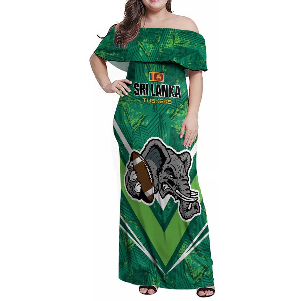 Custom Sri Lanka Rugby Family Matching Off Shoulder Maxi Dress and Hawaiian Shirt Tuskers Go Champions
