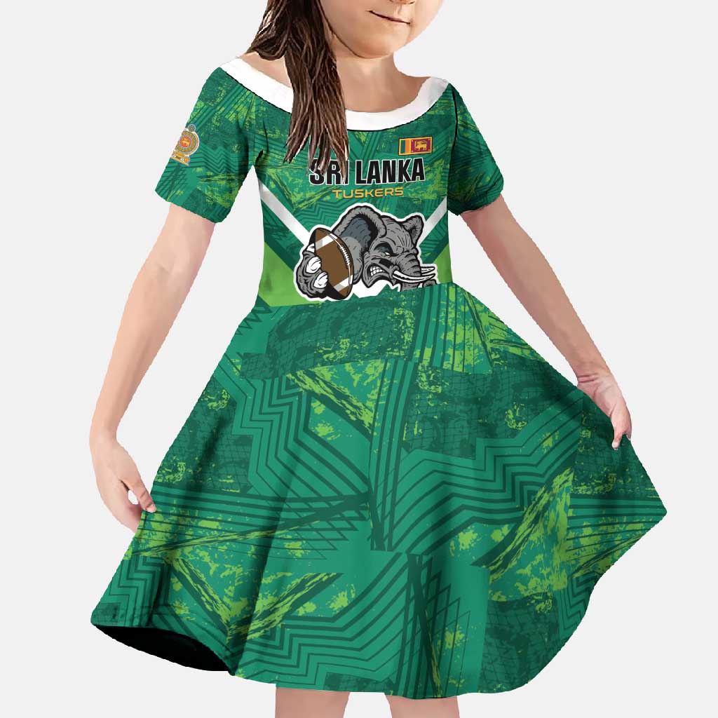 Custom Sri Lanka Rugby Family Matching Short Sleeve Bodycon Dress and Hawaiian Shirt Tuskers Go Champions