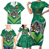Custom Sri Lanka Rugby Family Matching Short Sleeve Bodycon Dress and Hawaiian Shirt Tuskers Go Champions