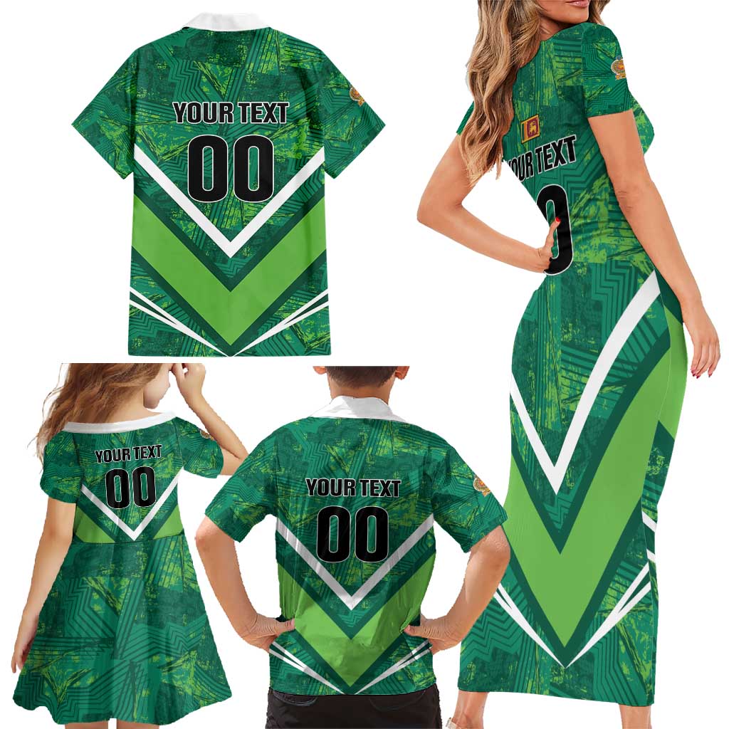 Custom Sri Lanka Rugby Family Matching Short Sleeve Bodycon Dress and Hawaiian Shirt Tuskers Go Champions