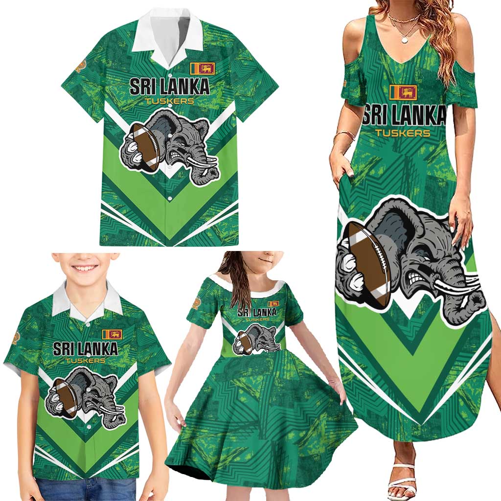 Custom Sri Lanka Rugby Family Matching Summer Maxi Dress and Hawaiian Shirt Tuskers Go Champions