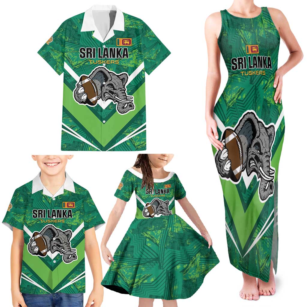 Custom Sri Lanka Rugby Family Matching Tank Maxi Dress and Hawaiian Shirt Tuskers Go Champions