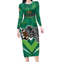 Custom Sri Lanka Rugby Long Sleeve Bodycon Dress Tuskers Go Champions