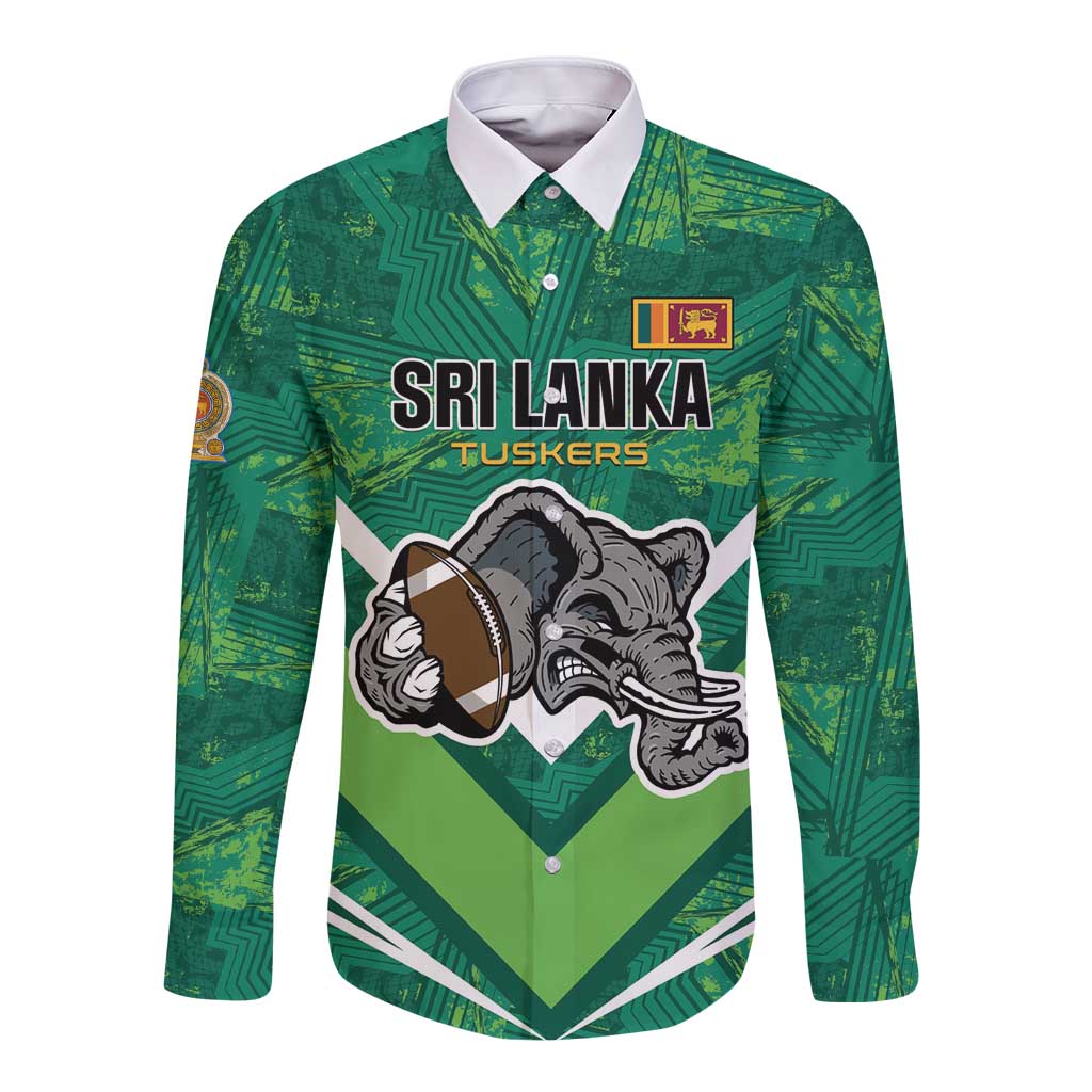 Custom Sri Lanka Rugby Long Sleeve Button Shirt Tuskers Go Champions