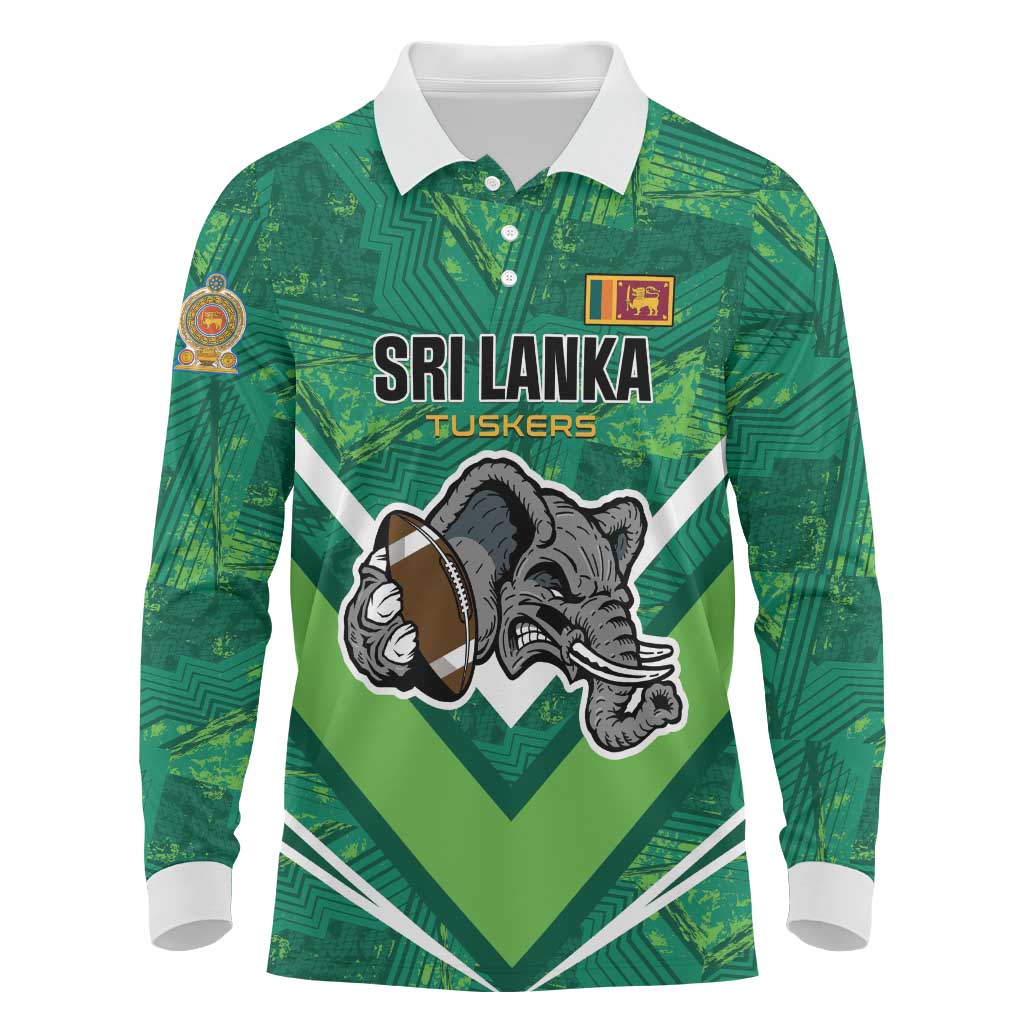 Custom Sri Lanka Rugby Long Sleeve Polo Shirt Tuskers Go Champions