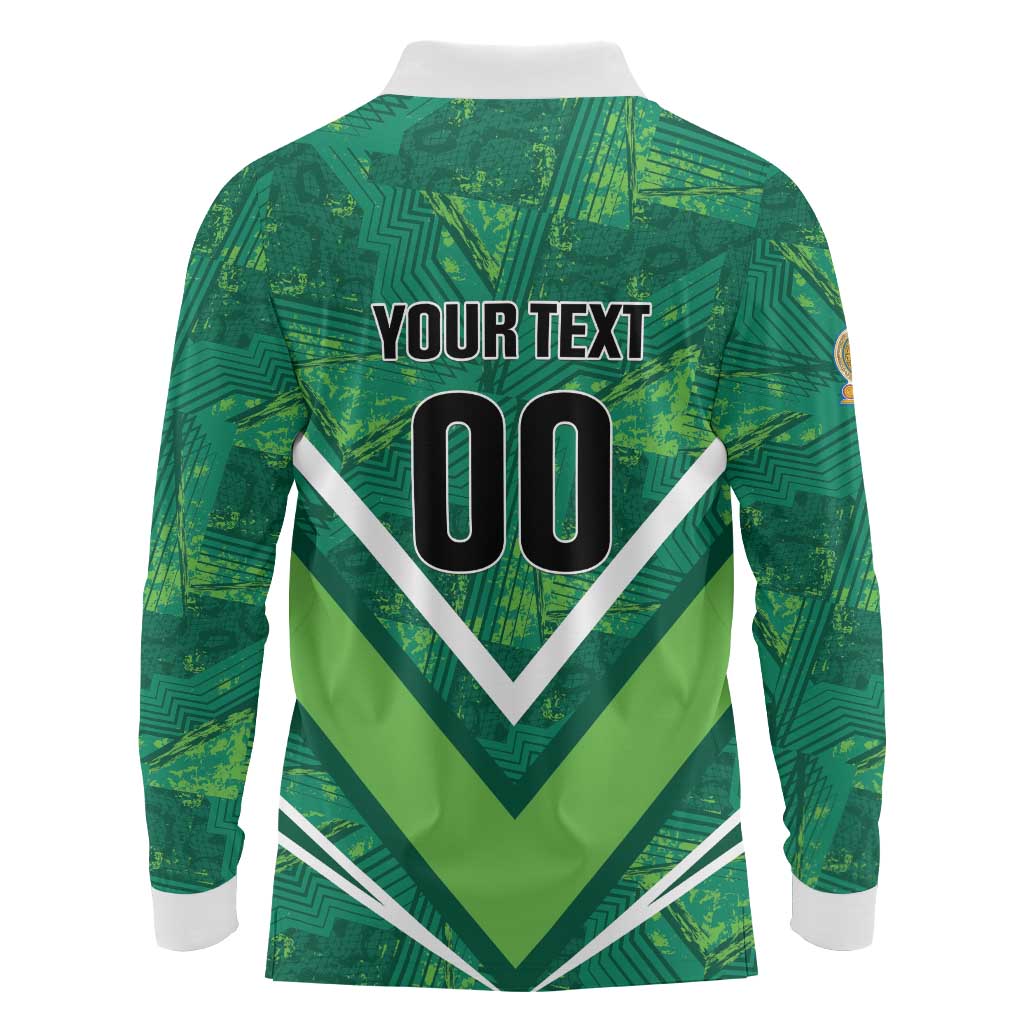 Custom Sri Lanka Rugby Long Sleeve Polo Shirt Tuskers Go Champions