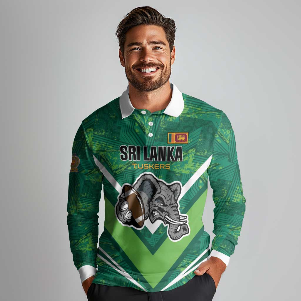 Custom Sri Lanka Rugby Long Sleeve Polo Shirt Tuskers Go Champions