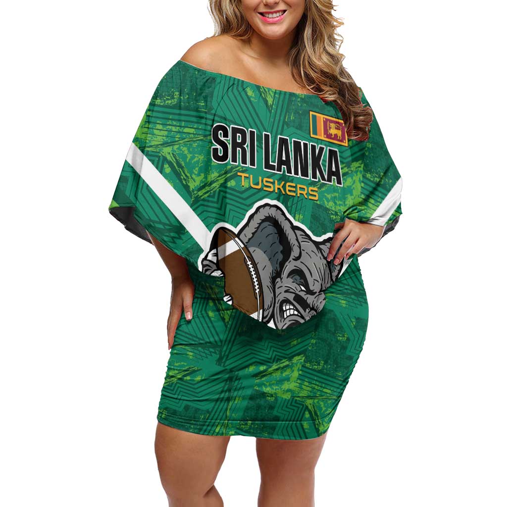 Custom Sri Lanka Rugby Off Shoulder Short Dress Tuskers Go Champions
