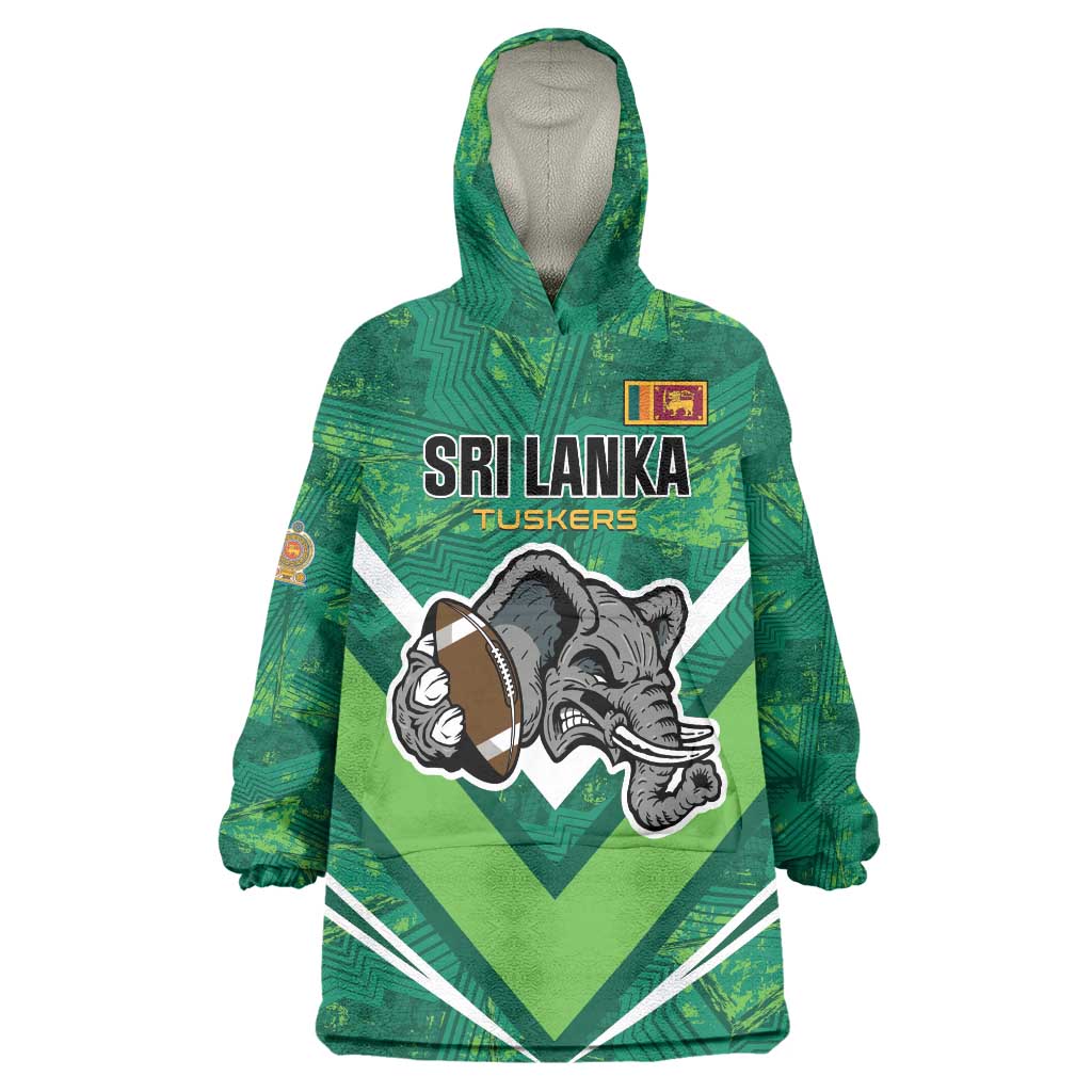 Custom Sri Lanka Rugby Wearable Blanket Hoodie Tuskers Go Champions