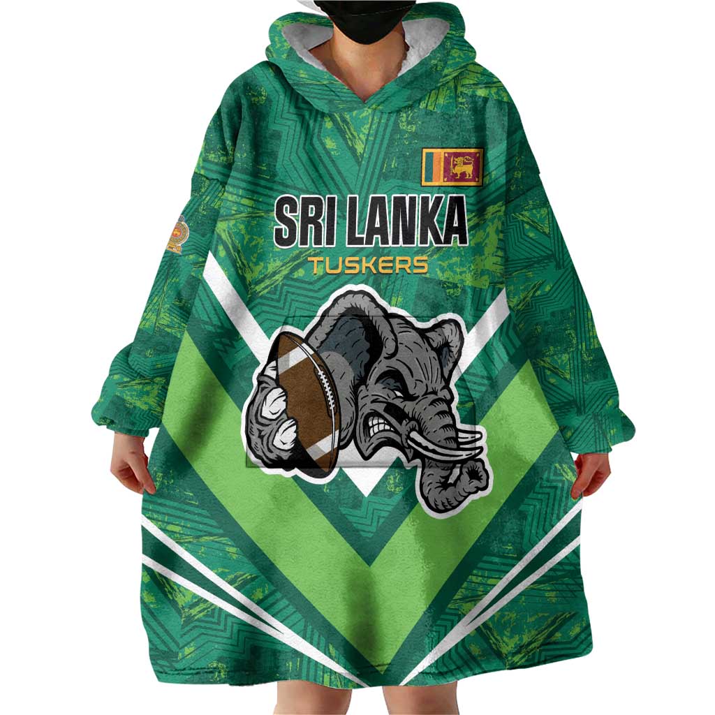 Custom Sri Lanka Rugby Wearable Blanket Hoodie Tuskers Go Champions