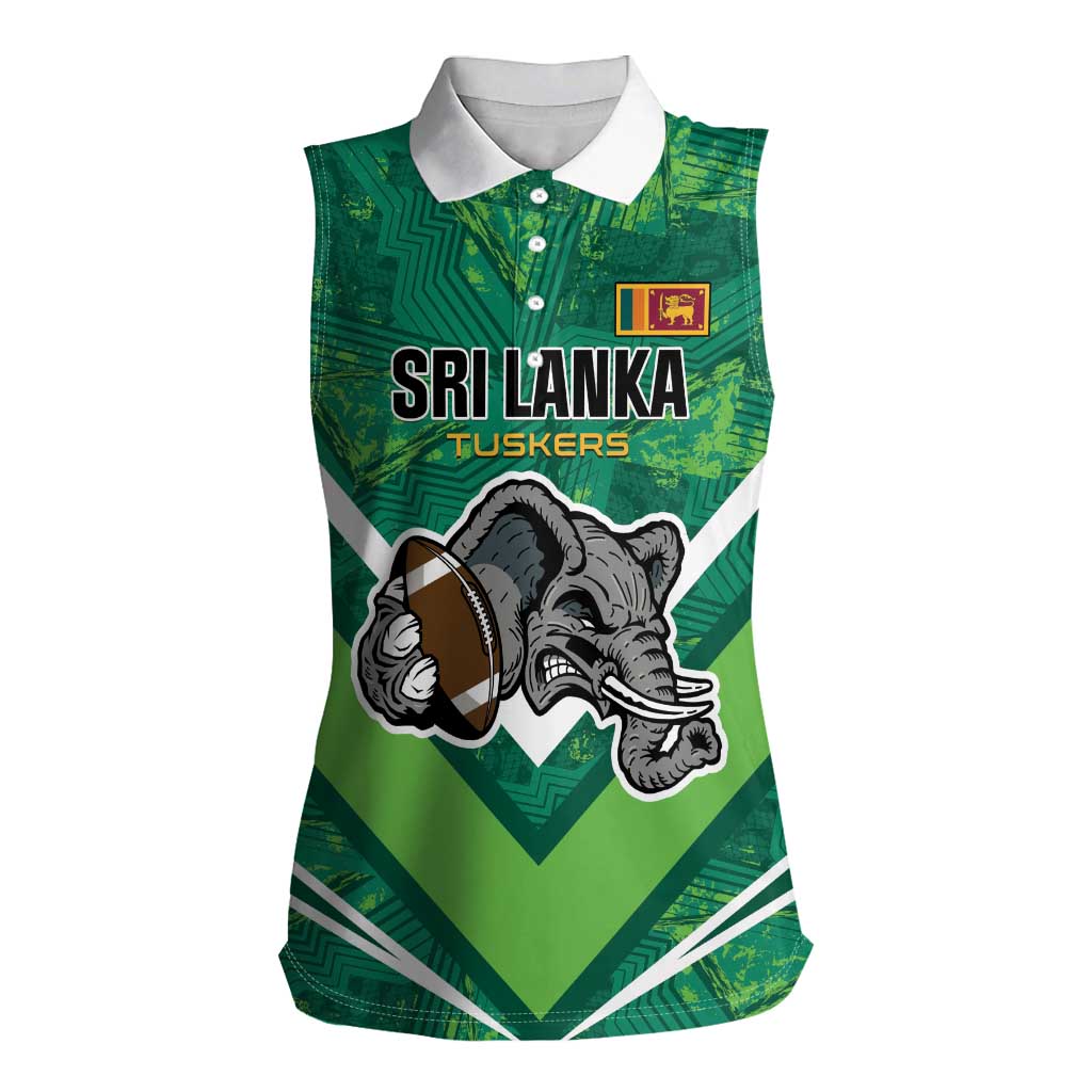 Custom Sri Lanka Rugby Women Sleeveless Polo Shirt Tuskers Go Champions