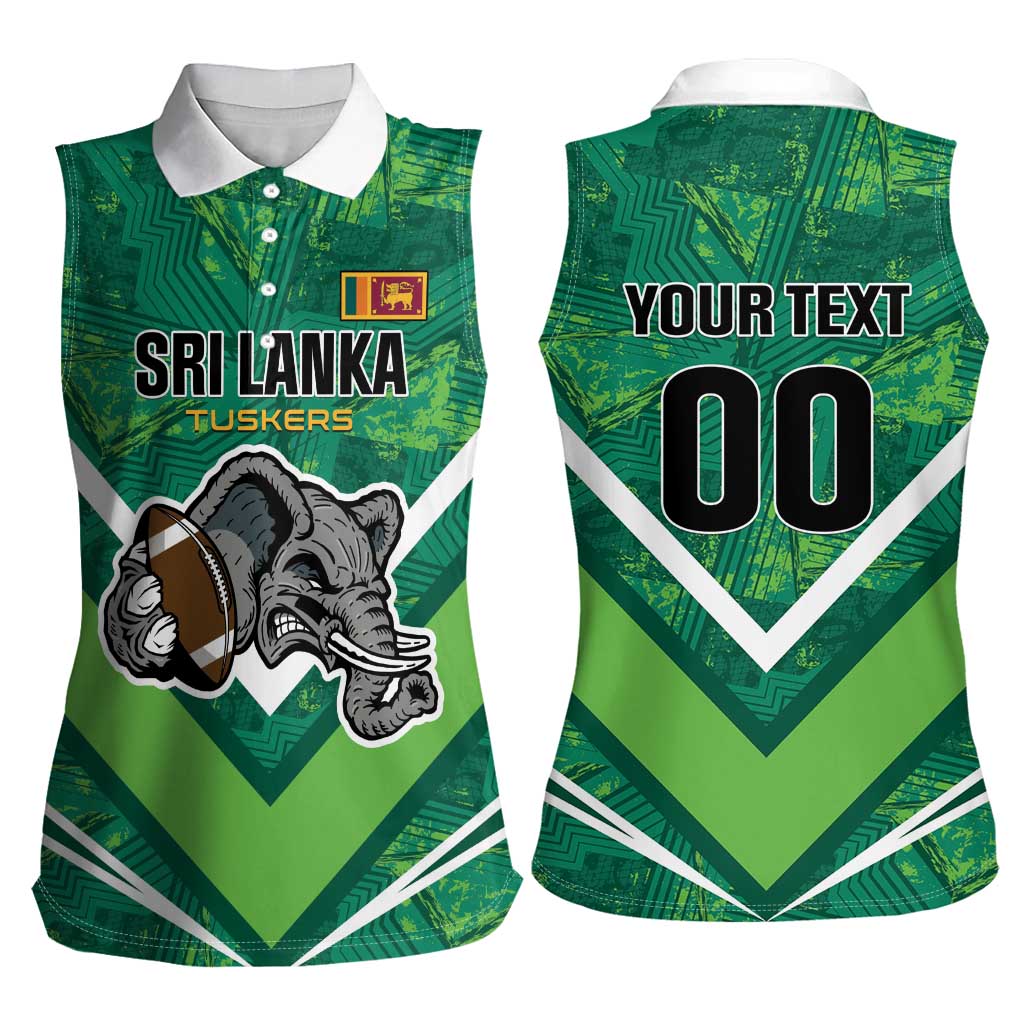 Custom Sri Lanka Rugby Women Sleeveless Polo Shirt Tuskers Go Champions