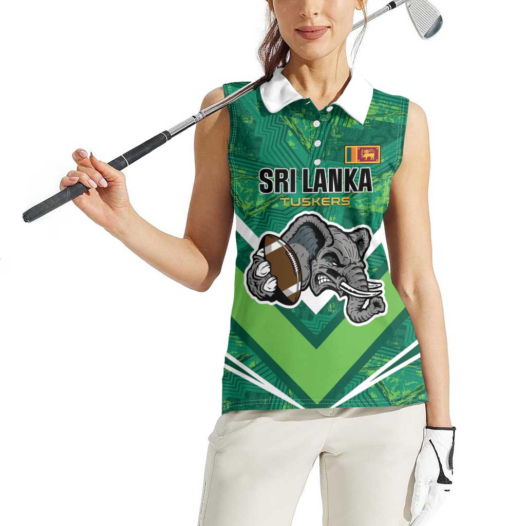 Custom Sri Lanka Rugby Women Sleeveless Polo Shirt Tuskers Go Champions