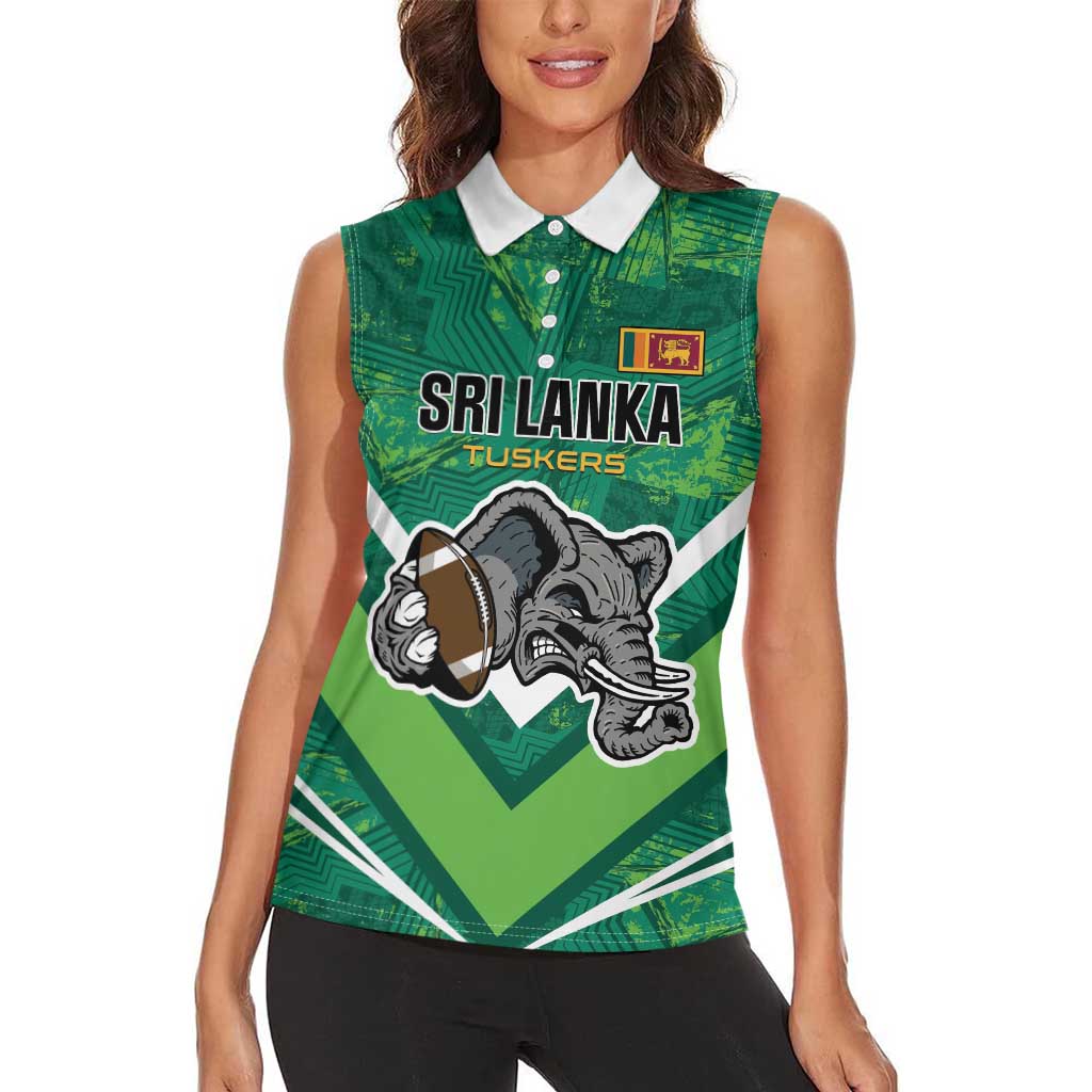 Custom Sri Lanka Rugby Women Sleeveless Polo Shirt Tuskers Go Champions