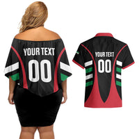 Custom United Arab Emirates Rugby Couples Matching Off Shoulder Short Dress and Hawaiian Shirt UAE Go Champions