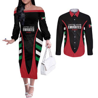 Custom United Arab Emirates Rugby Couples Matching Off The Shoulder Long Sleeve Dress and Long Sleeve Button Shirt UAE Go Champions