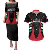 Custom United Arab Emirates Rugby Couples Matching Puletasi and Hawaiian Shirt UAE Go Champions