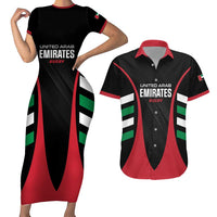 Custom United Arab Emirates Rugby Couples Matching Short Sleeve Bodycon Dress and Hawaiian Shirt UAE Go Champions