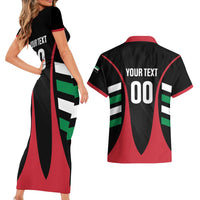 Custom United Arab Emirates Rugby Couples Matching Short Sleeve Bodycon Dress and Hawaiian Shirt UAE Go Champions