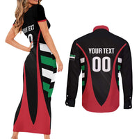 Custom United Arab Emirates Rugby Couples Matching Short Sleeve Bodycon Dress and Long Sleeve Button Shirt UAE Go Champions