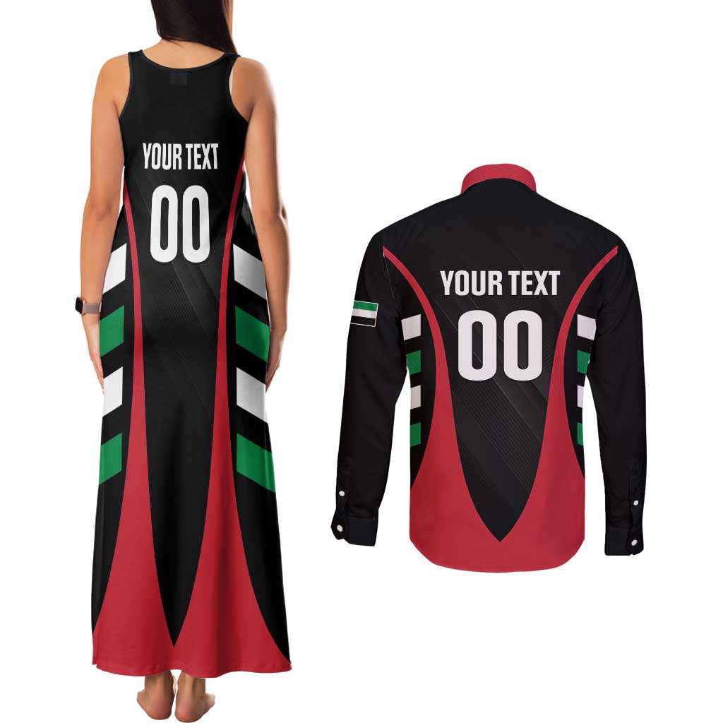 Custom United Arab Emirates Rugby Couples Matching Tank Maxi Dress and Long Sleeve Button Shirt UAE Go Champions