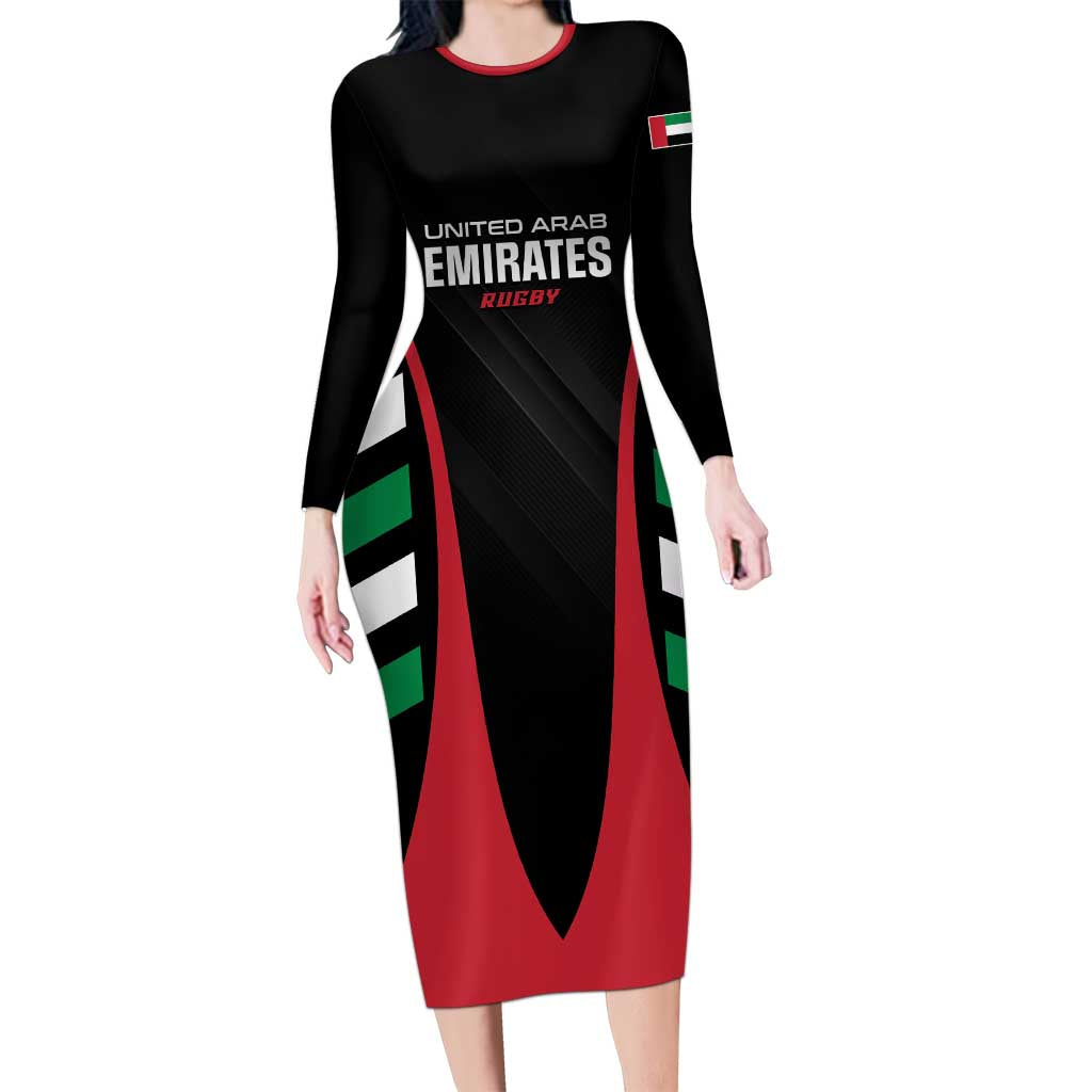 Custom United Arab Emirates Rugby Family Matching Long Sleeve Bodycon Dress and Hawaiian Shirt UAE Go Champions