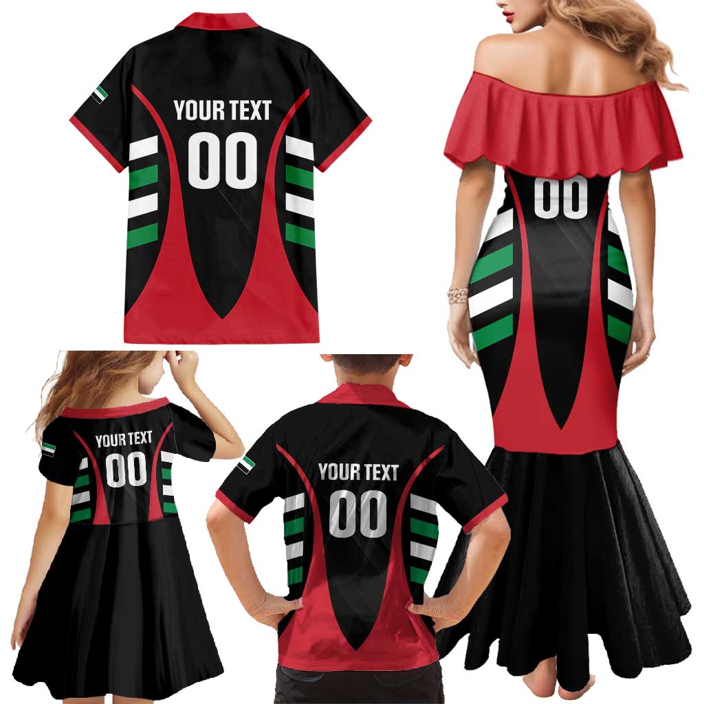 Custom United Arab Emirates Rugby Family Matching Mermaid Dress and Hawaiian Shirt UAE Go Champions